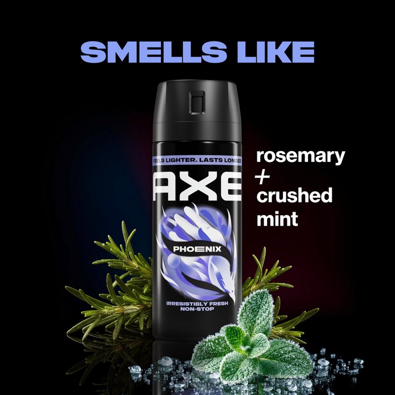 AXE Body Spray Phoenix 4 Count Apollo 48 Hour All Over Fresh Aluminum Free 2.9 oz
