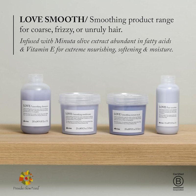 Davines LOVE Smoothing Conditioner - Rich Anti-Frizz Formula for Coarse Hair | Hydrates & Adds Shine