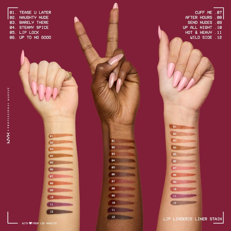 NYX PROFESSIONAL MAKEUP Lip Lingerie Liner Stain, Seamless Make Up with All-Day Stain, Waterproof Lip Stain Finish - Cuff Me