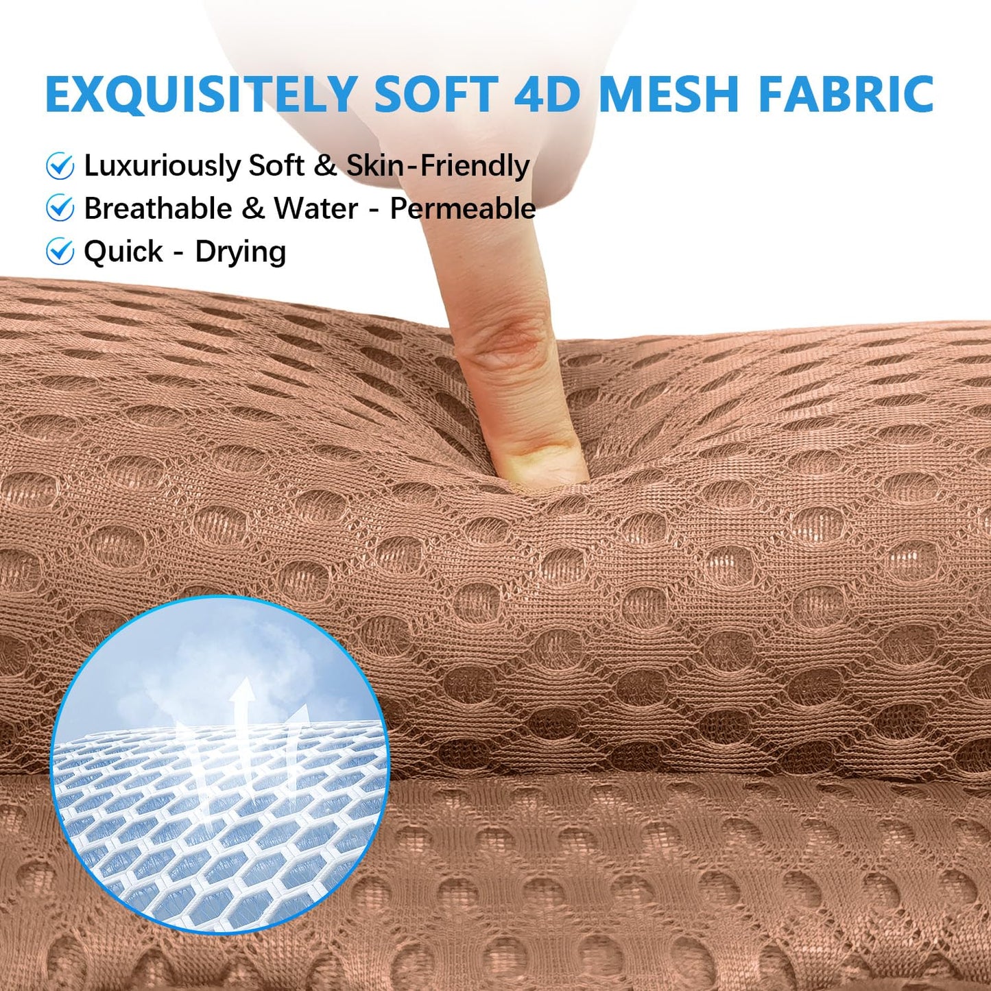 REEZEIVI Bath Pillows for Tub,Bath Pillow with 6 Non-Slip Suction Cups,Soft 4D Mesh Fabric,Bathtub Pillows for Tub Neck and Back Support,Extra Thick Luxury Bathtub Pillows,Brown
