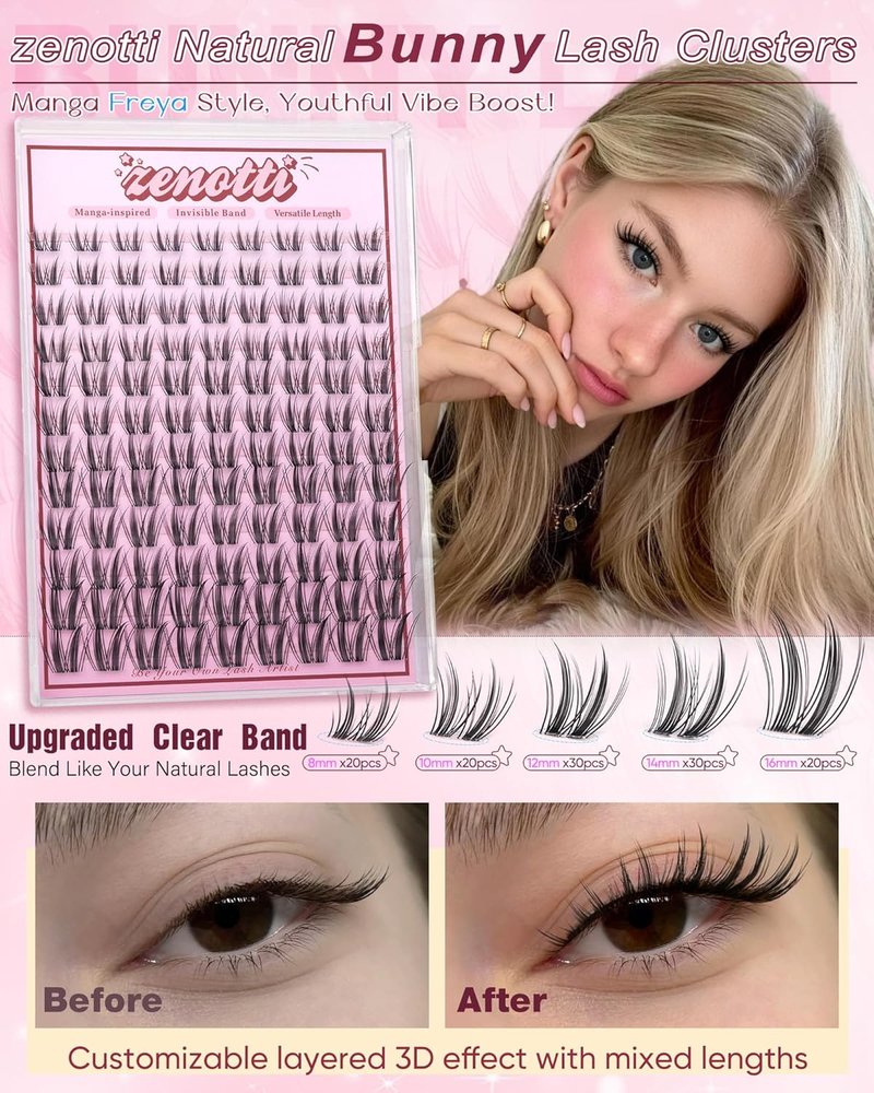 Manga Eyelash Clusters - Wispy Individual Lashes for Anime & Fairy Looks | C-Curly 8-16mm