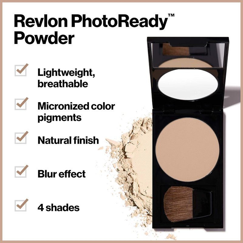 Revlon PhotoReady Blurring Face Powder - Longwear, Oil-Free Makeup for Flawless Finish | 0.25 oz, Light Medium