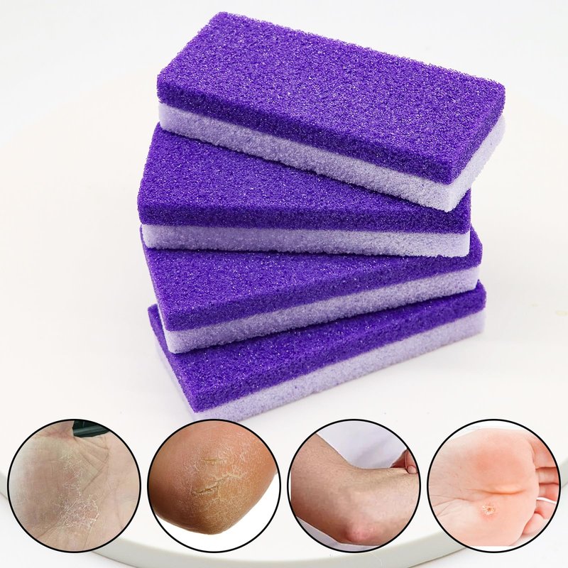 Foot Pumice Stone 4 Pack Pedicure Stone for Feet Pumice Sponge for Feet Callus Remover and Scrubber Double Sided Pedicure Foot Pumice Stone for Feet and Heels Callus and Dead Skins (Purple)