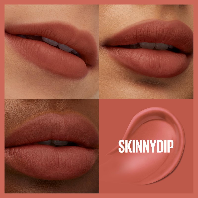 MAYBELLINE Super Stay Teddy Lip Tint, Long Lasting Matte Lipstick For Up To 12HR Wear, Skinnydip, 1 Count