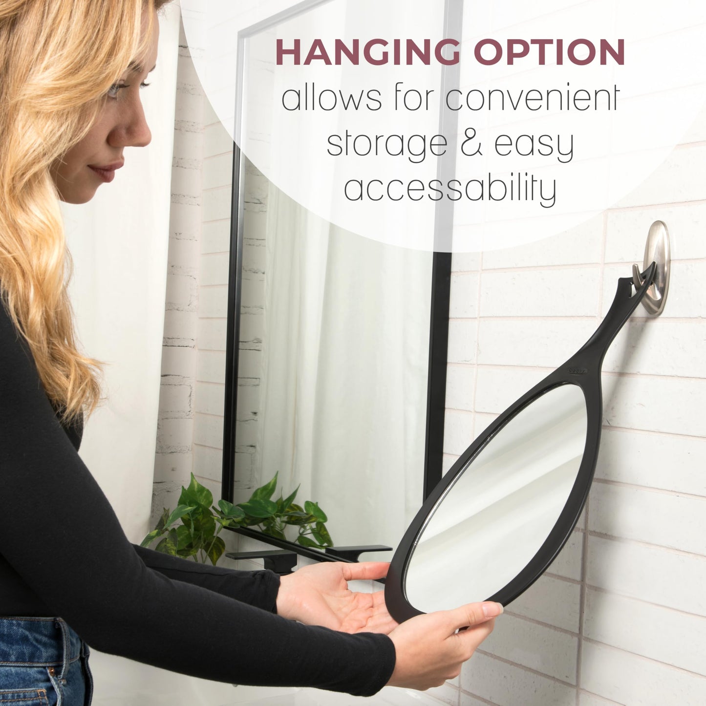 Zadro Salon Professional Extra Large Hand Mirror with Handle, 10" W x 19" L, Multi-Purpose Oval Handheld Mirror with New Distortion-Free Reflection (1, Bright Pink, Large (Pack of 1))