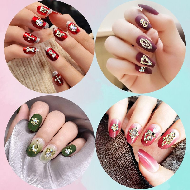 60/100pcs Nail Gems & Rhinestones with Sparkling AB Crystal Fake Diamonds - Nail Art Decoration for Women & Young Ladies