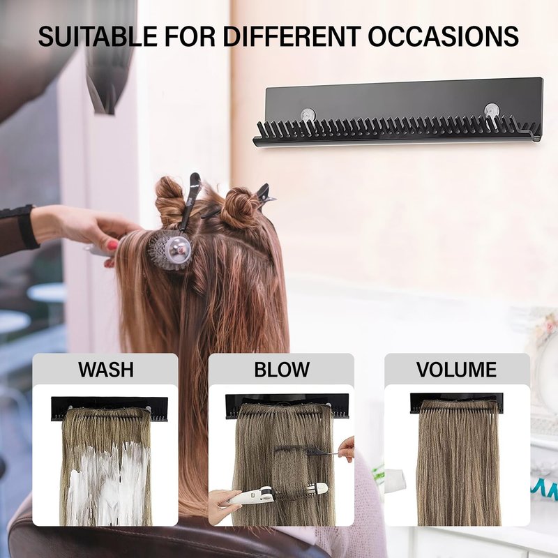 Hair Extension Holder Braiding Hair Rack Hair Extension Hanger Hair Holder Weft Holder w/2 Suction Cups Designed to Securely Hold Extra Wide Wefts While You Wash, Color, Style & Store