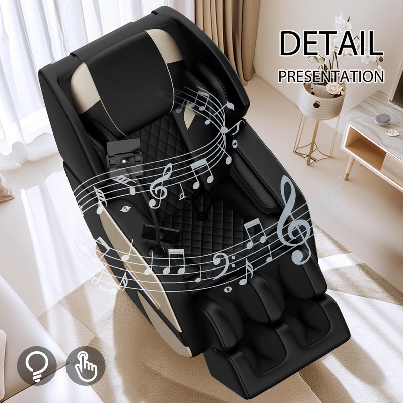 ficsmate Massage Chair Full Body, Zero Gravity Recliner Massage Chair with Back Heat, 6 Fixed Rollers, Foot Massage, Airbags, Bluetooth, Ambient Light for Home and Office