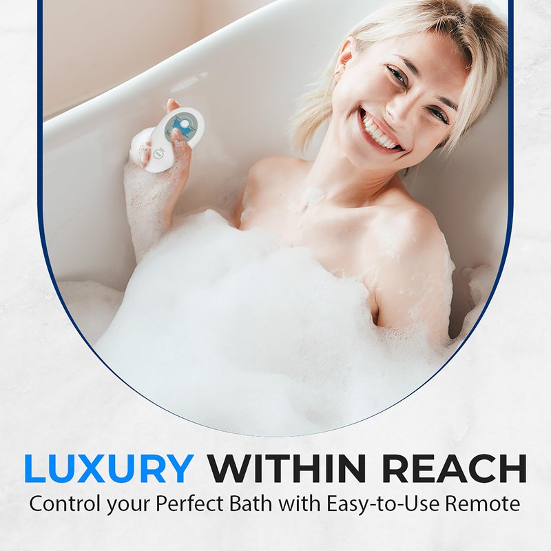 Portable Spa Bubble Bath Massager - Thermal Spa Waterproof Non-slip Mat with Suction Cup Bottom, Motorized Air Pump & Adjustable Bubble Settings - Remote Control Included - Serenelife PHSPAMT22