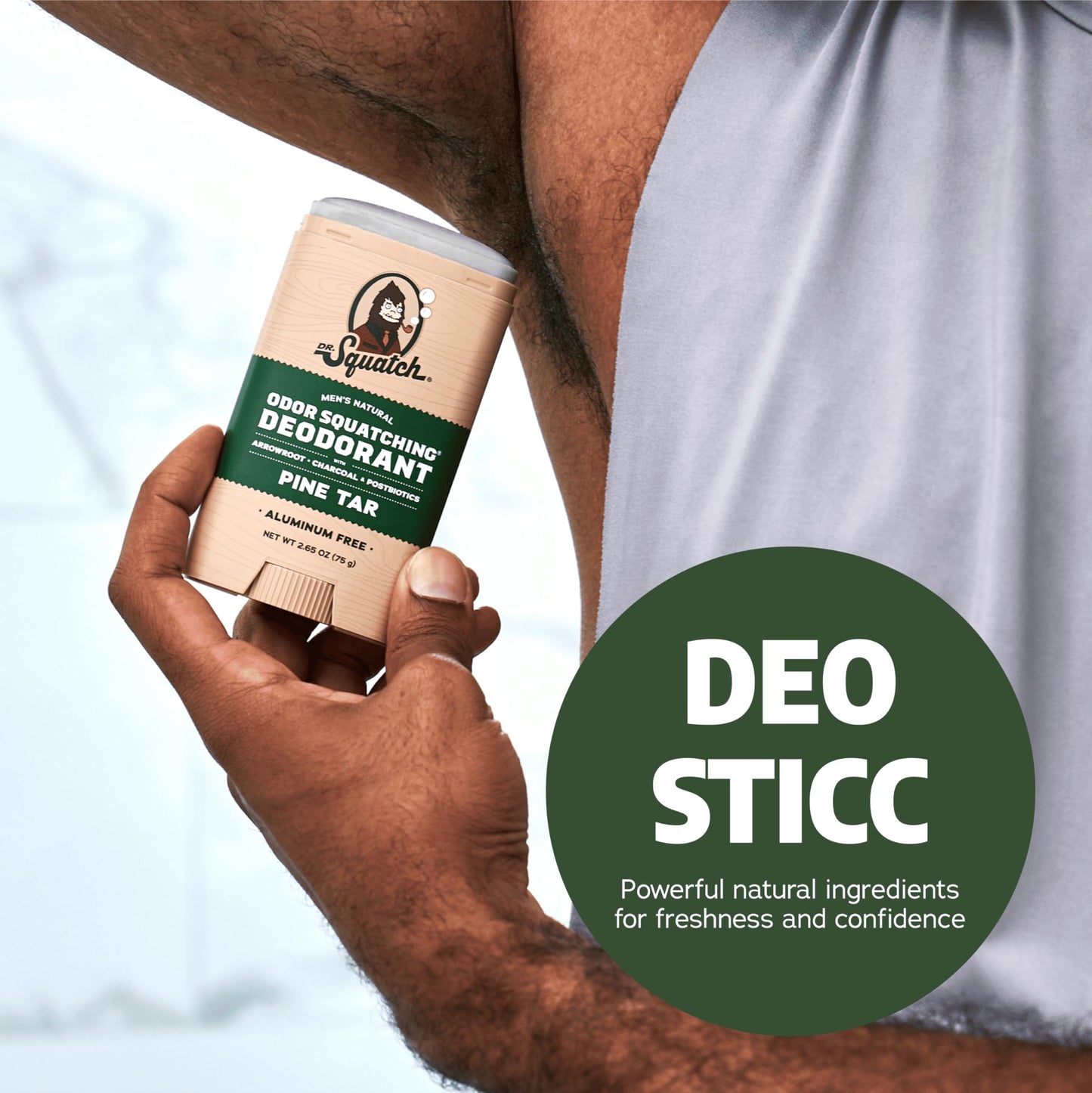 Dr. Squatch Natural Men’s Deodorant – Aluminum Free Natural Deodorant Men with Charcoal & Postbiotics for 72-Hour Odor Protection – Pine Tar + Birchwood Breeze, 2.65oz Stick (2-Pack)