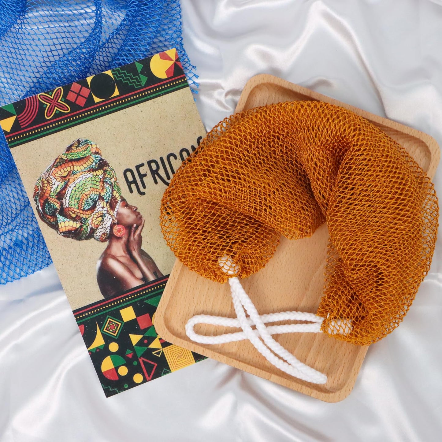 Yiclick African Net Sponge Authentic with Knots 2 Pack - Exfoliating Body Scrubber, Exfoliating Washcloth Towel, Knotted Rags Wash Cloth Loofah Sponge for Body Scrub, Back Scrubber for Shower Bath