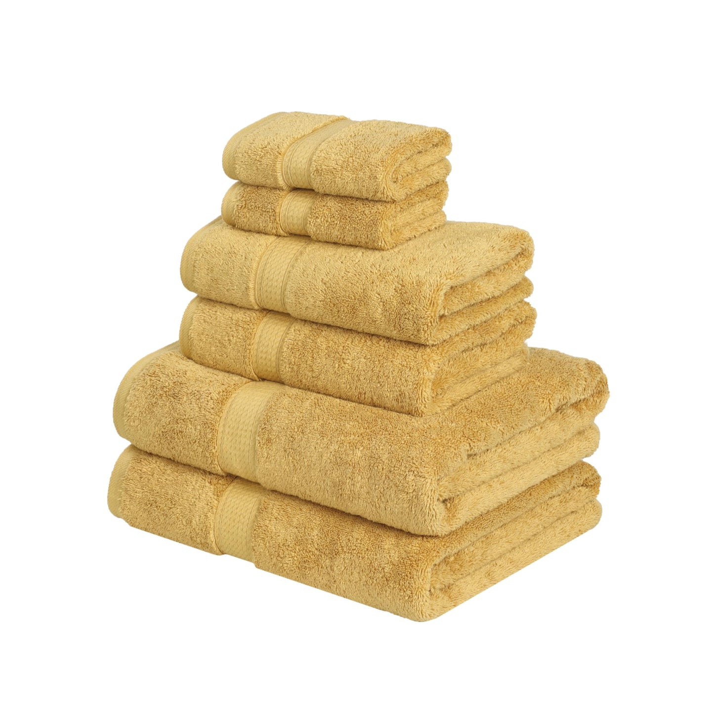 Superior Egyptian Cotton Pile 6-Piece Towel Set, Includes 2 Bath, 2 Hand, 2 Face Towel/Washcloth, Heavyweight, Ultra Soft Luxury Towels, Thick Plush Essentials, Guest, Spa, Hotel, Gold