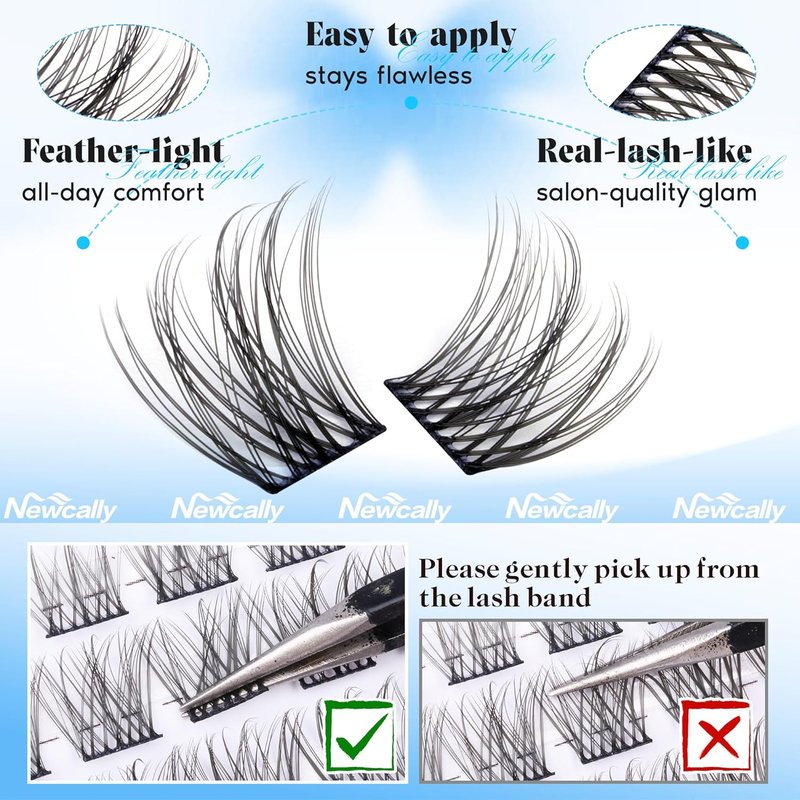 Natural Lash Clusters - C-Curly Short Individual Eyelash Extensions | Wispy 10-14mm DIY Lashes