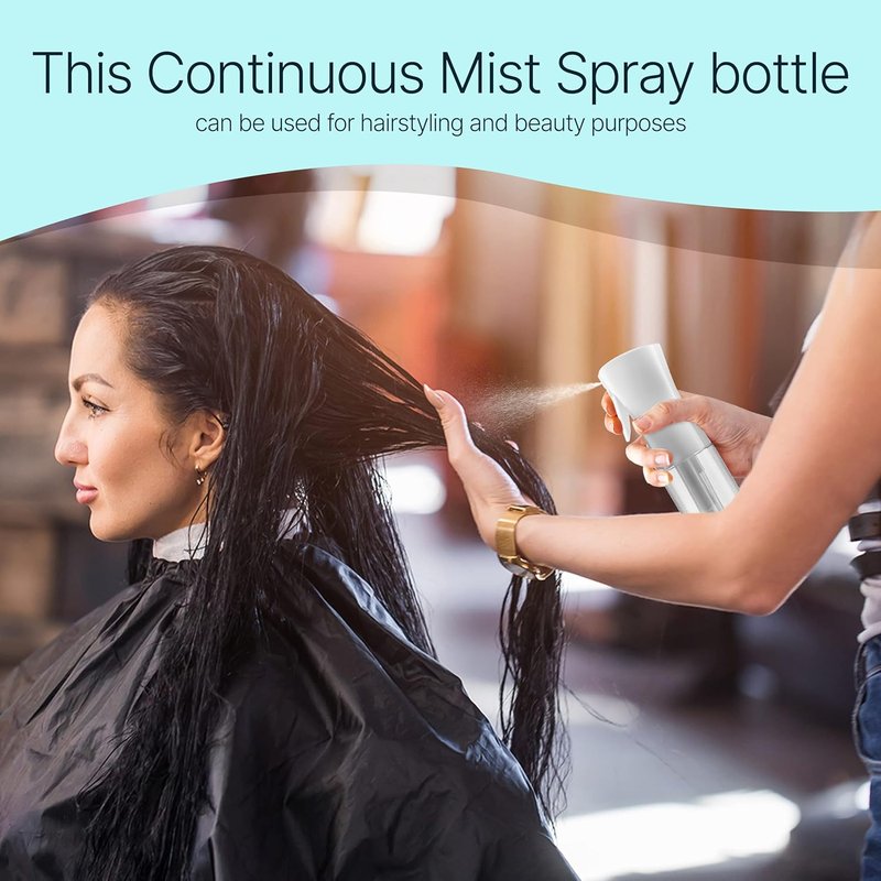 Hair Spray Bottle - Ultra Fine Continuous Water Mister for Hairstyling & Skin Care | Black, 6.8 Ounces