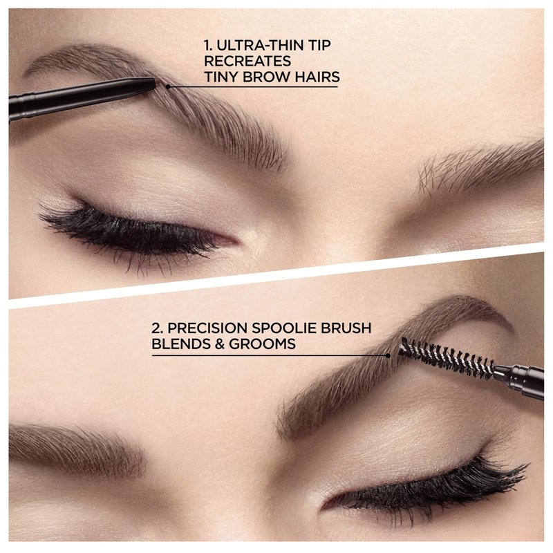 L'Oreal Paris Makeup Brow Stylist Definer Waterproof Eyebrow Pencil, Ultra-Fine Mechanical Pencil, Draws Tiny Brow Hairs and Fills in Sparse Areas and Gaps, Medium Ash Brown, 0.003 Oz (Pack of 2)