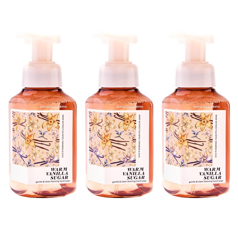 Bath & Body Works Warm Vanilla Sugar Gentle & Clean Foaming Hand Soap - Germ-Cleansing Hand Soap with Gentle Cleansing & Conditioning Formula - Dermatologist Approved - Thoughtful Gift - 3-Pack