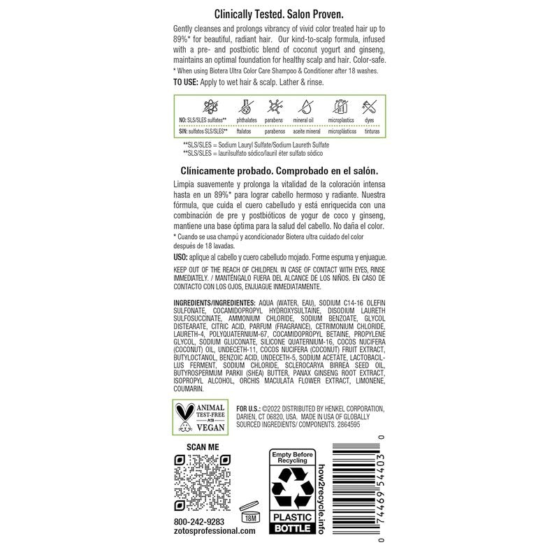 Biotera Ultra Color Care Shampoo - Prolongs Vibrant Color-Treated Hair | Vegan & Sulfate-Free | 12 oz