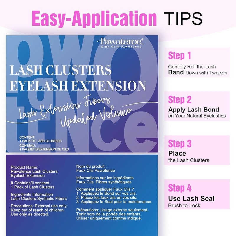 Pawotence 30D Cluster Eyelash Extensions - Natural Wispy Individual Lashes | 280pcs, 8-15mm