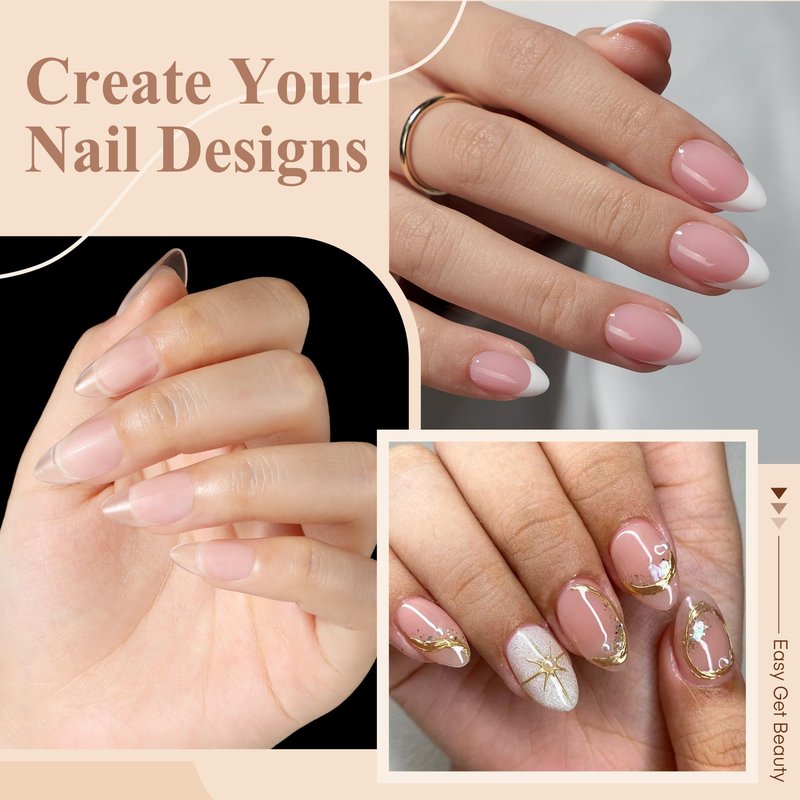 Luckyfairy Short Almond Nail Tips, 240pcs 15 Sizes Soft Acrylic Gel Nail Tips Pre-shape Full Cover False Nails Long-Lasting Press on Almond Nails Tips Set for Nail Extensions Nail Salon DIY