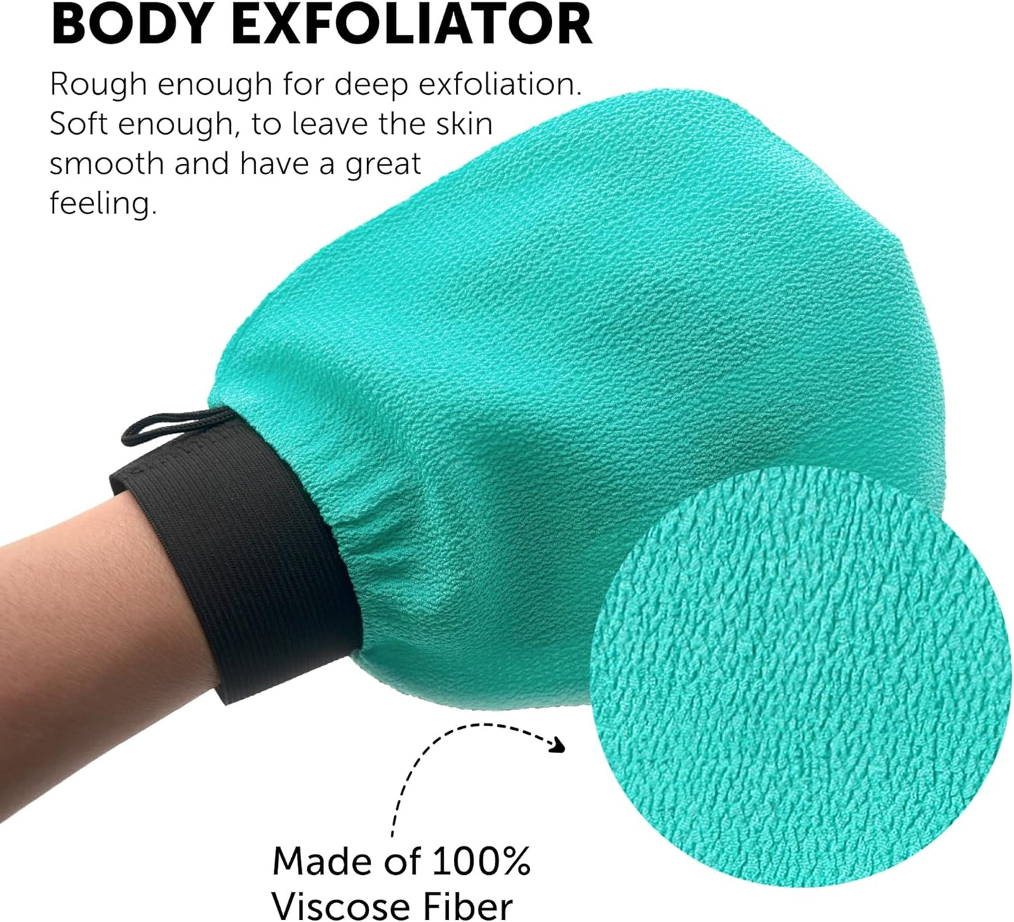 Valitic Exfoliating Glove Body Scrubber - Korean Style Dead Skin Remover & Shower Exfoliator | Turquoise Pair
