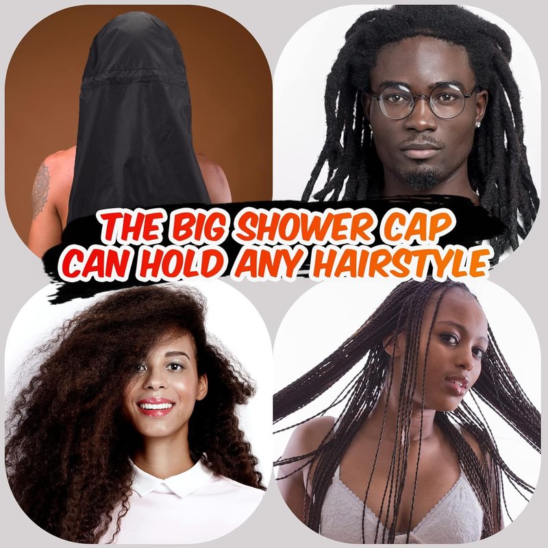Satinior Jumbo Waterproof Braid Shower Cap - 2 Pcs Adjustable Reusable Hair Bonnets for Long Hair & Dreadlocks | Leopard Print
