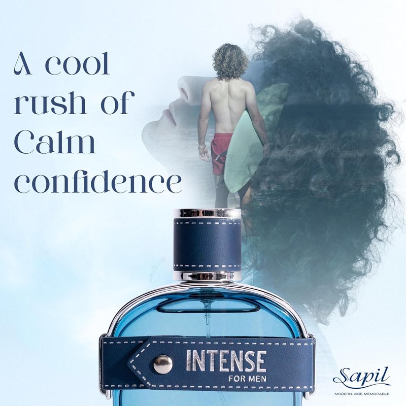 Sapil Intense Eau de Toilette for Men - Long Lasting Spicy Perfume with Lemon, Cardamom & Vetiver | 3.4 oz / 100ml
