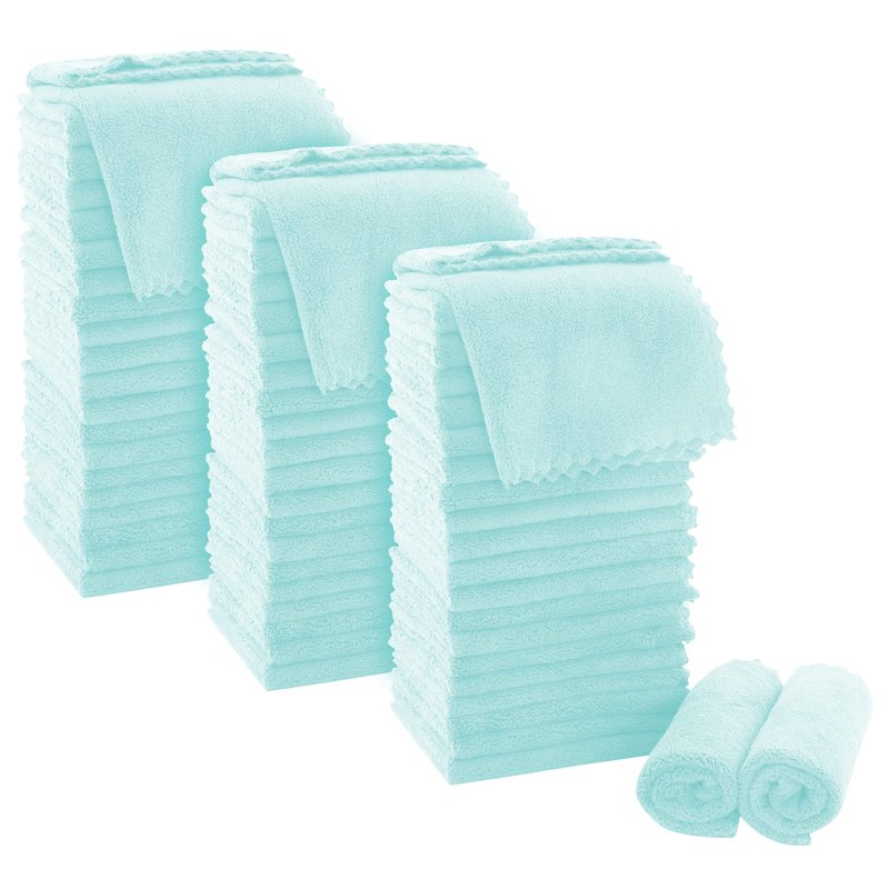 MOONQUEEN Ultra Soft Premium Washcloths Set - 12 x 12 inches - 72 Pack - Quick Drying - Highly Absorbent Coral Velvet Bathroom Wash Clothes (Frozen Blue)