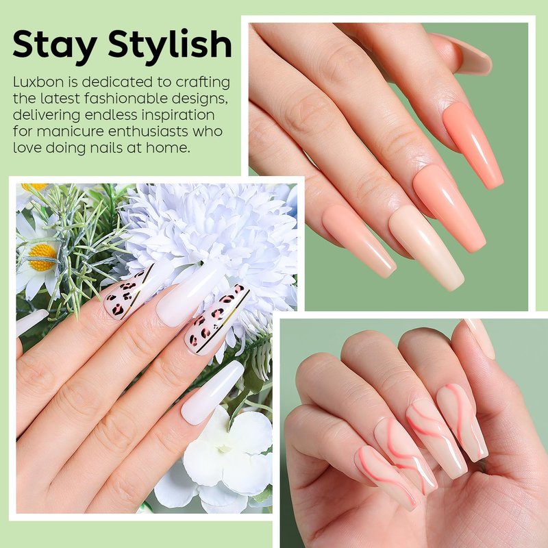 Luxbon 5-in-1 Rubber Base Color Gel Nail Polish Set - 6 Colors, Self-Leveling Nude & Pink Shades for UV LED Soak Off | Perfect Gift for Women