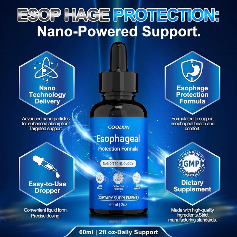 Nano Esophageal Relief Drops - Soothes Digestive Discomfort with Slippery Elm Bark & Zinc - Non-GMO, Dairy-Free