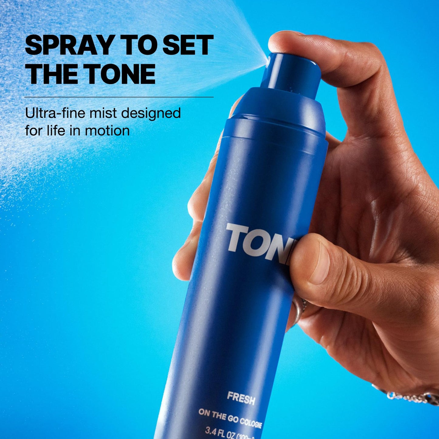 TONE On-The-Go Cologne for Men & Women, Fresh, Multi-Layered, Long-Lasting Fragrance, Travel Size, 3.4 fl oz