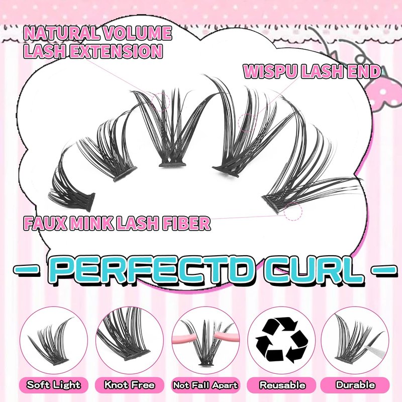 Skiennix Lash Clusters Kit | Volume Eyelash Extensions with Adhesives - 40p Kit (300pcs)