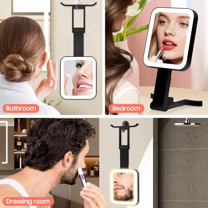 Magnifying Travel Mirror with Light - 30X/1X Double-Sided, Adjustable Brightness, Foldable Design for Makeup | Portable for Travel & Desktop Use