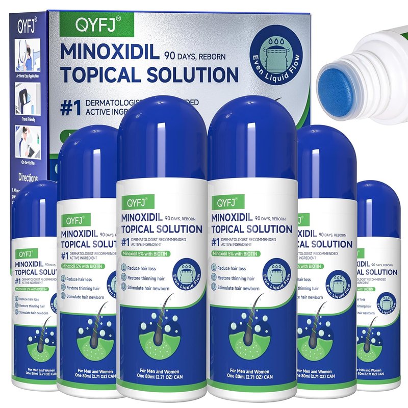 Minoxidil Hair Growth Serum - 5% Formula for Men & Women | Biotin-Infused, 8-Month Supply (6 x 2.7 FL OZ)