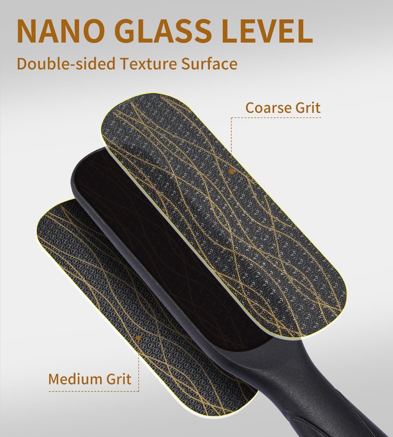 Nano Glass Foot File, Double-Sided Foot Callus Remover Feet Scrubber Hard & Dead Skin Hygienic Pedicure Tool in Shower Heel Scraper for Cracked Heels Smooth Feet Care Lima para Los pies (Black)