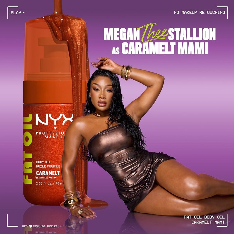 NYX Fat Oil Body Oil - Caramelt Mami | Caramel Scented Moisturizer with Vitamin E for 24HR Hydration & Glowing Skin