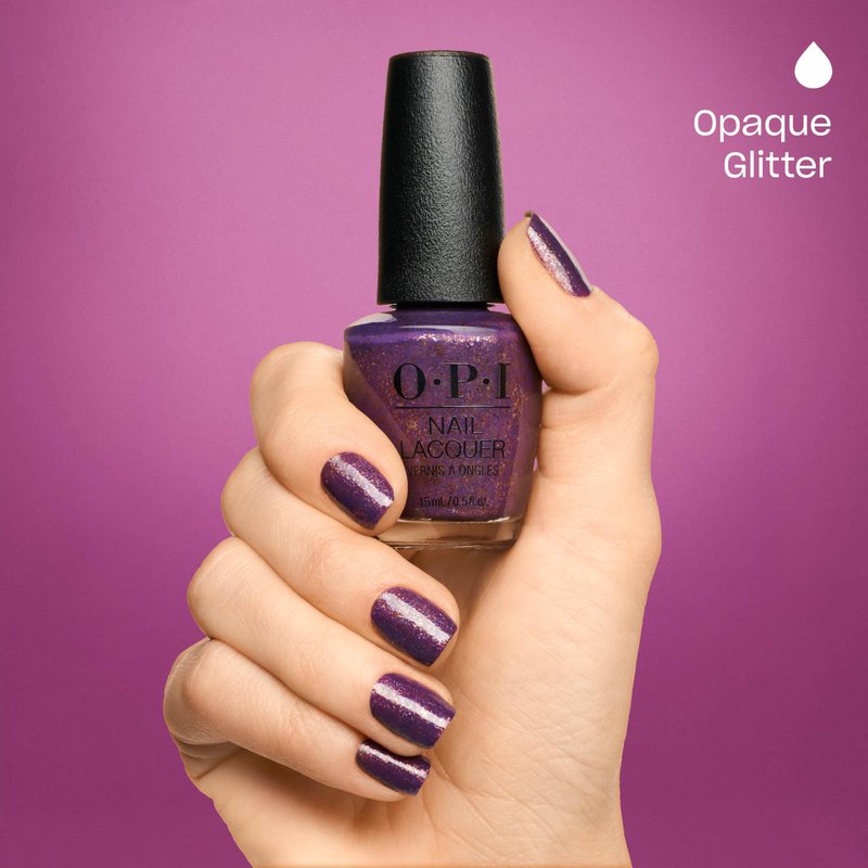 OPI Nail Lacquer Holly Jolly Jelly Bean | Opaque Purple with Red Shimmer Glitter Chip Resistant Nail Polish | Amazon Exclusive | Holiday Shades 2025