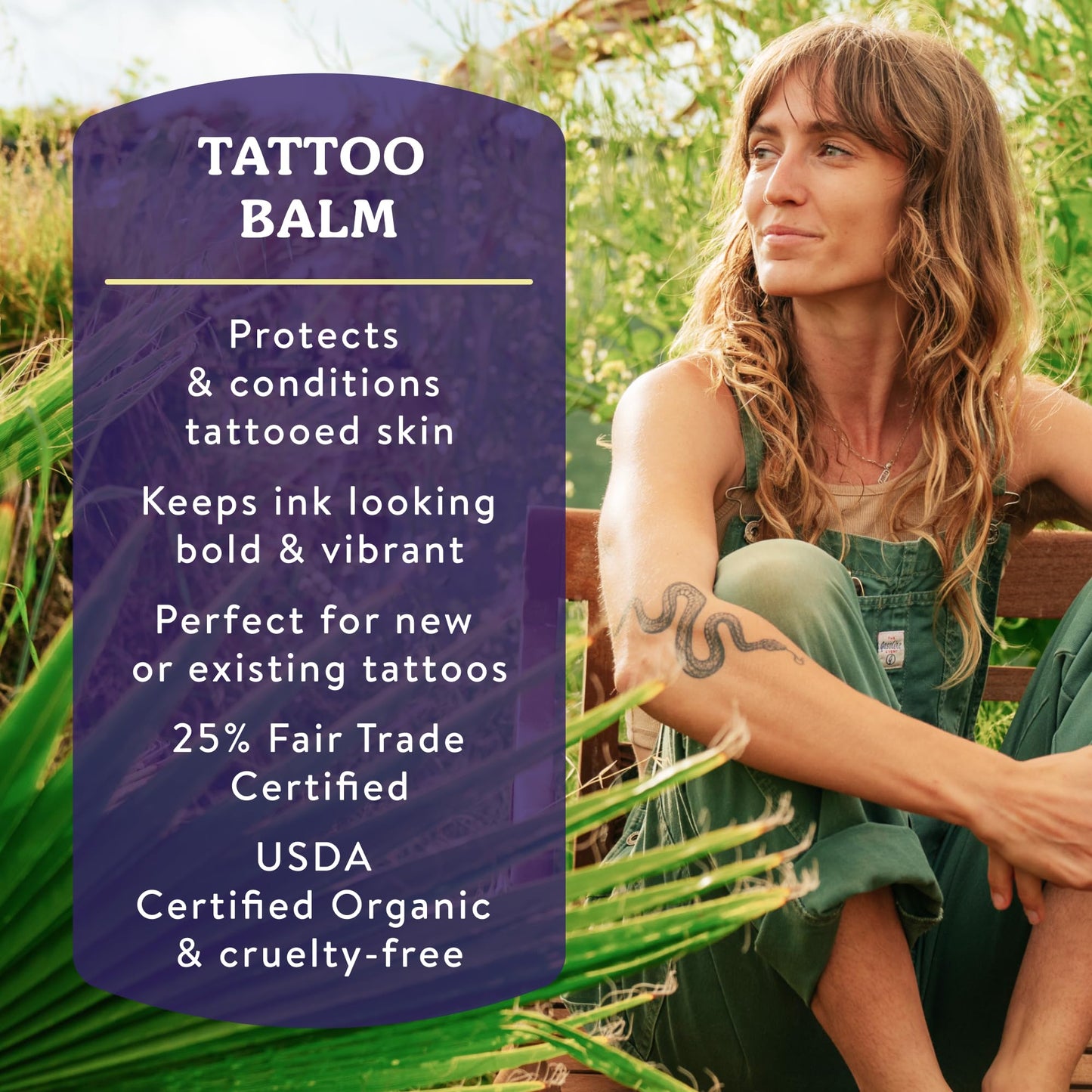 Badger Tattoo Balm, Organic Tattoo Aftercare, Soothing Moisturizing Protecting Healing Tattoo Cream, Light Herbal Sweet Scent, Long Lasting Rich Tattoo Butter, 2 oz Tin