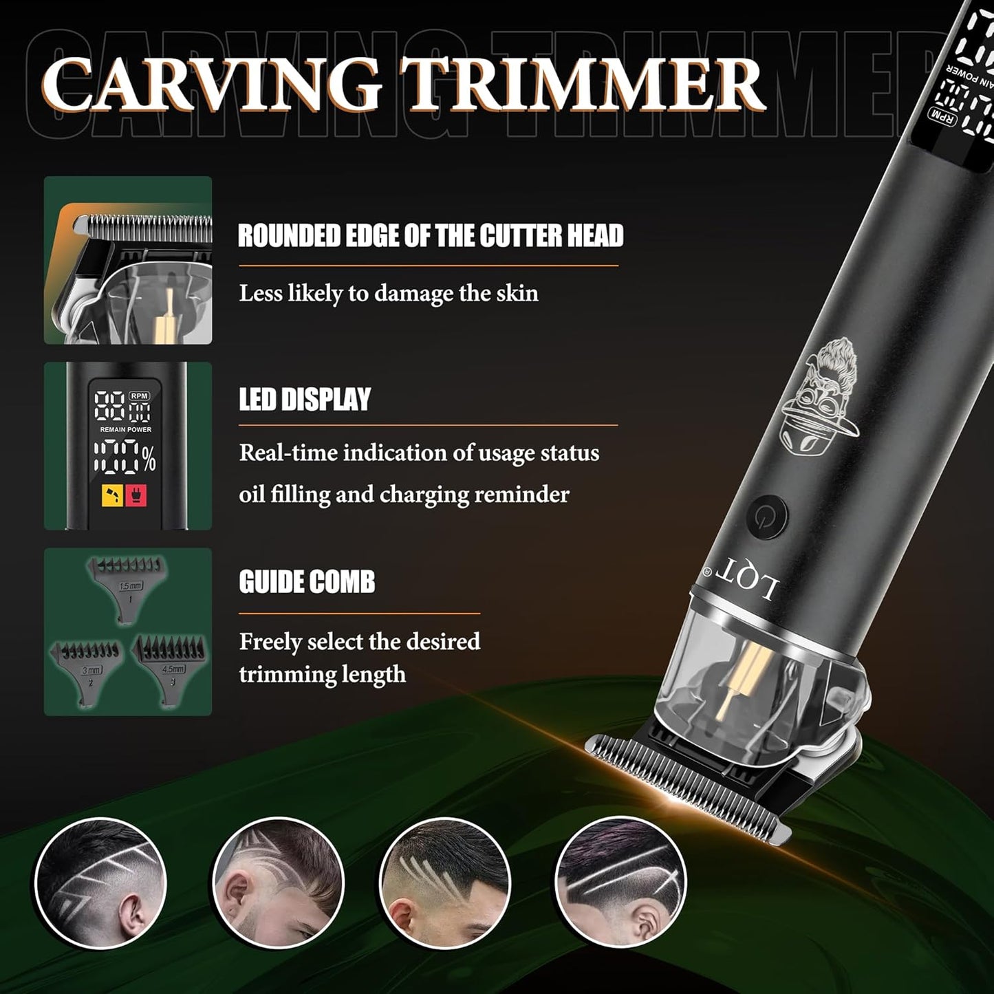 Skiennix Professional Barber Kit - Cordless Hair Clipper & Beard Trimmer Set | LED Display, Home Grooming Tools