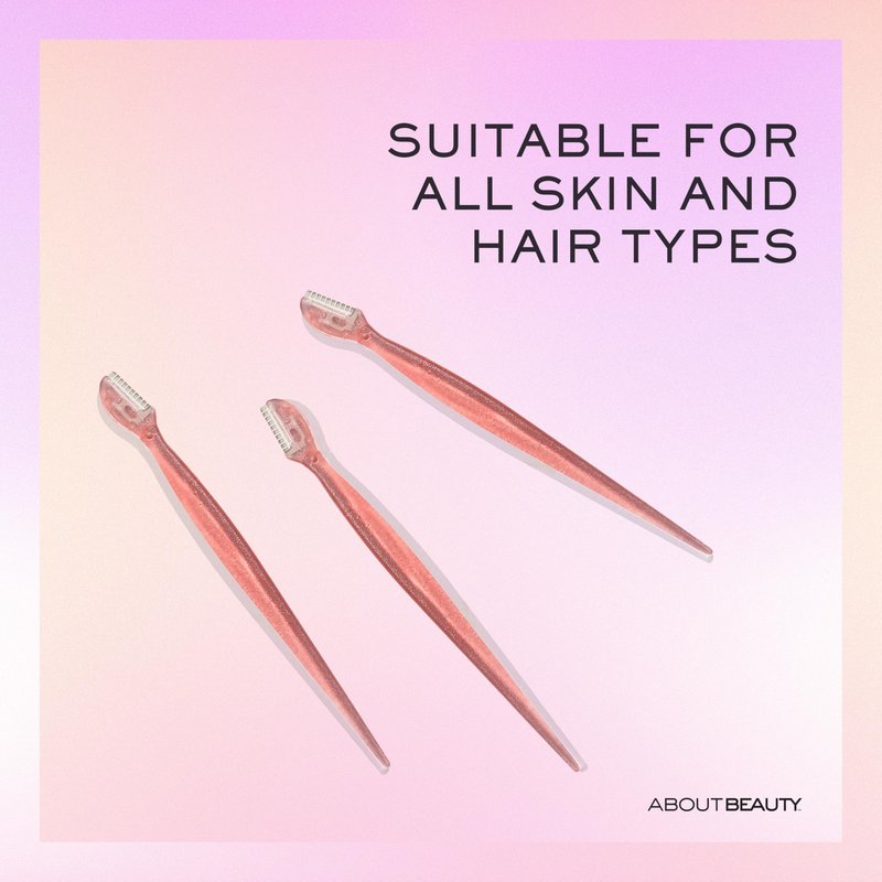 About Face Facial Razor & Eyebrow Shaper (3 Ct) - Removes Peach Fuzz on Cheeks, Chin, or Forehead & Delicately Shapes Eyebrows