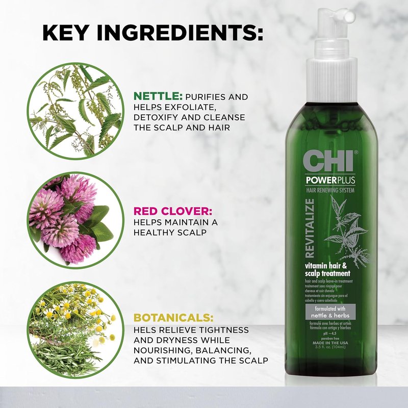 CHI PowerPlus Revitalizing Hair Treatment - Nourishing Botanicals & Vitamins for Scalp Relief | 3 Oz