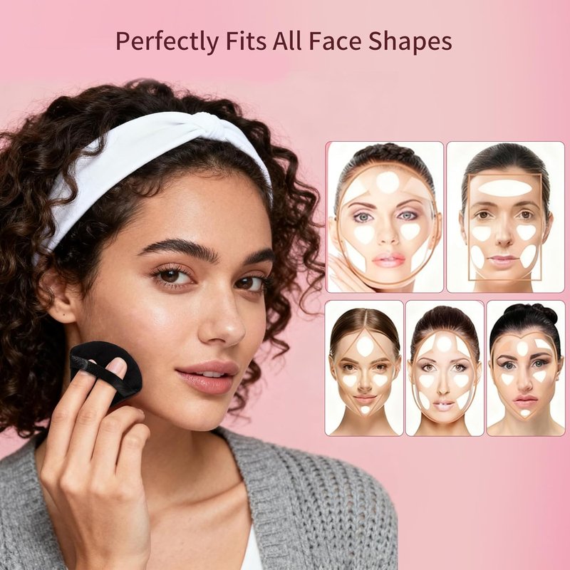 Skiennix 24Pcs Triangle Powder Puffs - Black & Pink Makeup Applicators for Flawless Foundation