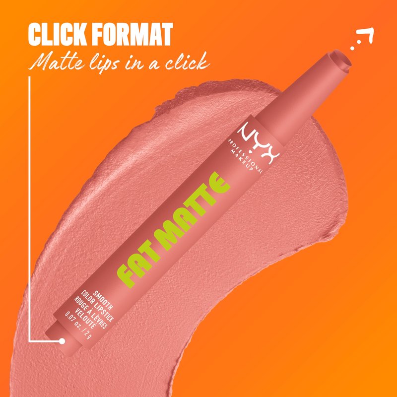 NYX PROFESSIONAL MAKEUP Fat Matte Lipstick, Pigmented, Smoothing, & Non-Drying Lip Crayon, Long Lasting Lip Makeup, Vegan & Cruelty Free - Cashmere Cutie (Peachy Nude)
