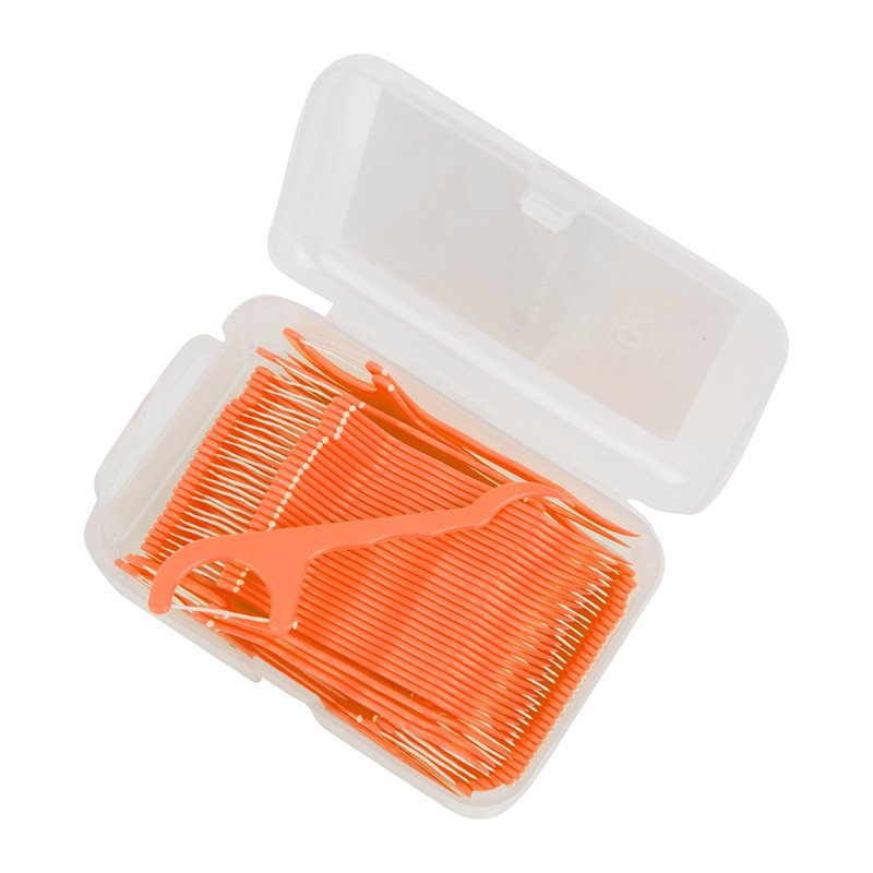 DentAdvance Original Dental Floss Picks - Easy Reach Back Teeth | Tooth Flossers |Orange, Unflavored, 70 ct, w/Travel Case