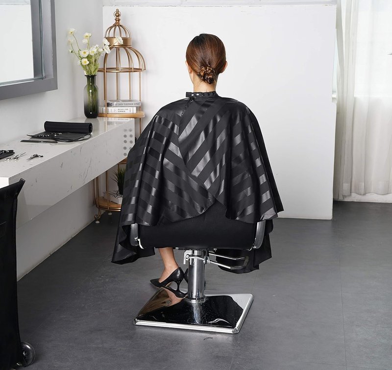 Professional Salon Cape - Black Polyester Barber Hair Cutting Cape | 54'x62'