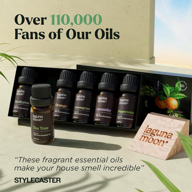 Essential Oils Aromatherapy Set - 6 Natural Scents for Diffusers, Home Care & Candle Making | Peppermint, Lavender, Eucalyptus (10mL)