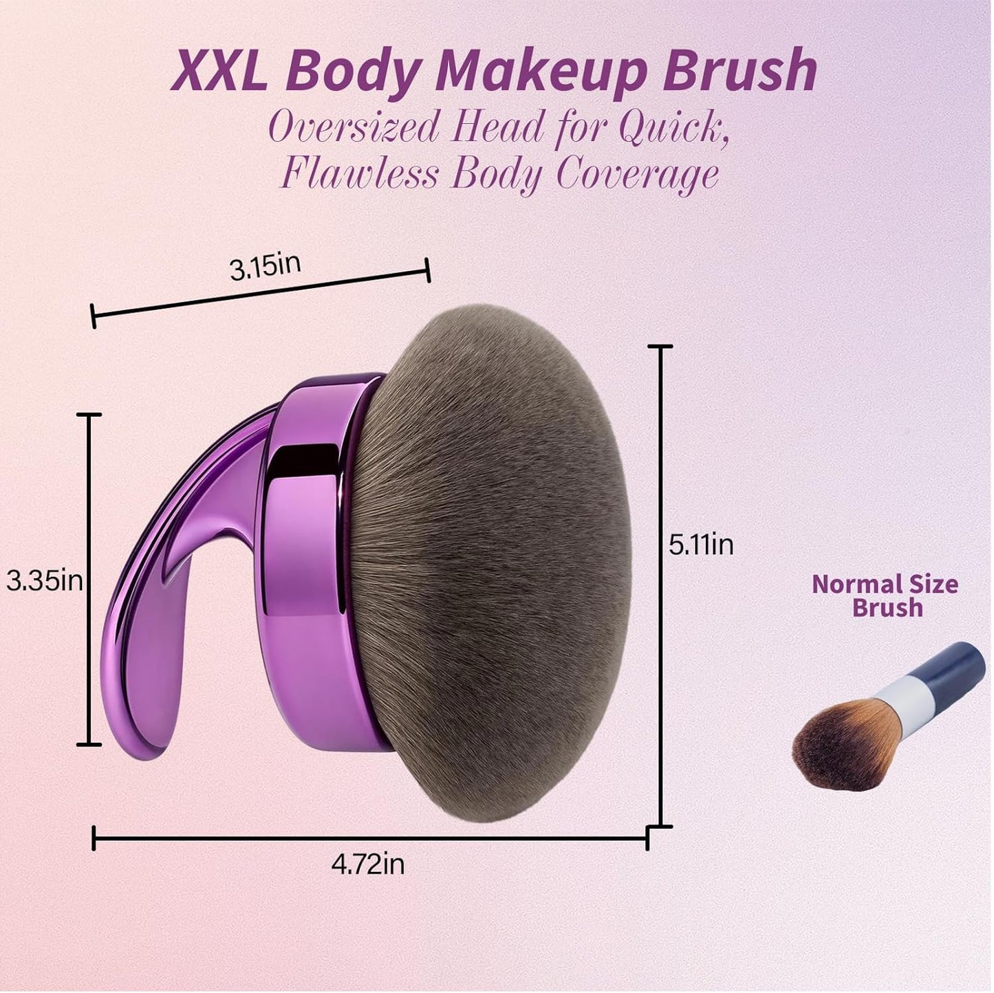 Ultra Large Body Makeup Brush - Blend & Blur Kabuki Applicator for Self Tanner | 5.11-Inch Wide Head - Purple