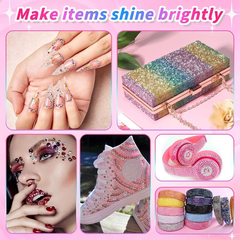Bedazzler Kit - 46000 Pcs 3mm Flatback Rhinestones with Jewelry Glue, Tweezers & Pickup Pen for Nail Art | DIY Crafts & Fashion