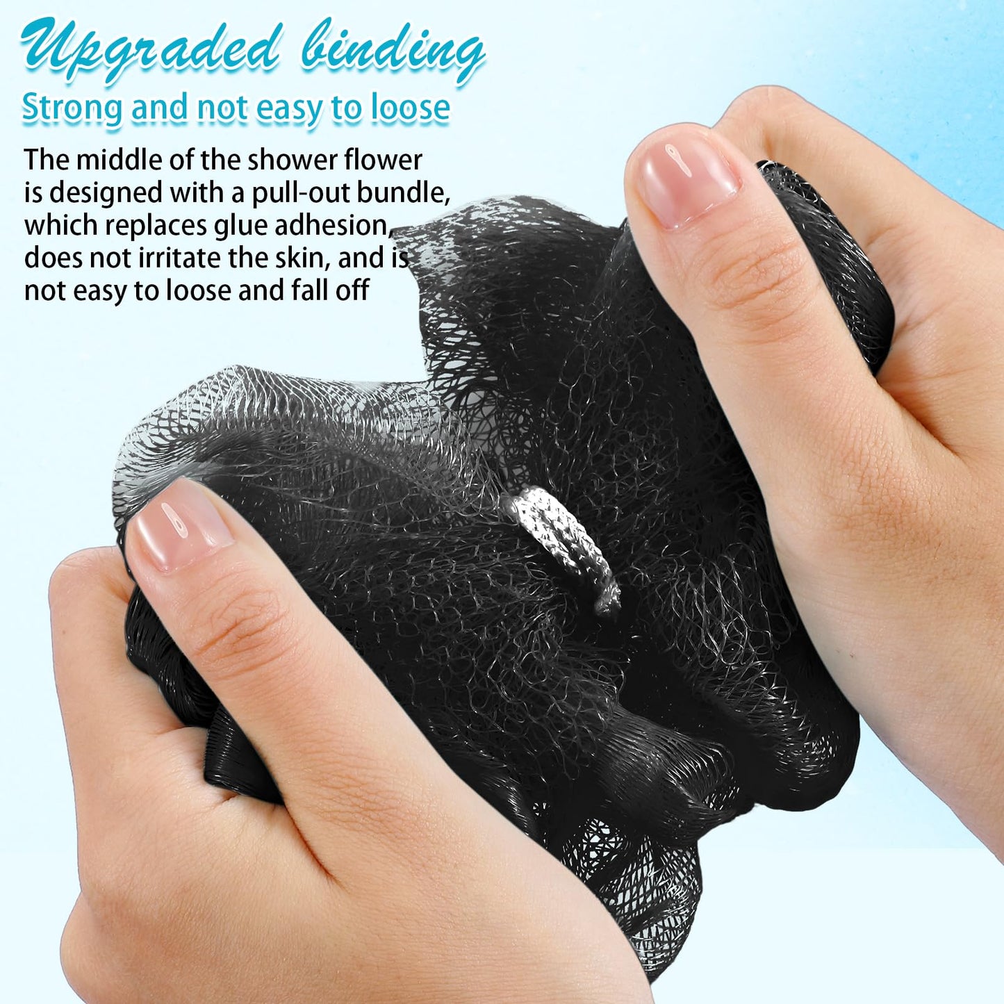 Shellwei 24 Pcs 3 Inch Mini Loofah Travel Size Bulk Shower Sponge Pouf Mesh for Women Kids Men Exfoliating Body Scrubber Baby Shower Favor(Black)