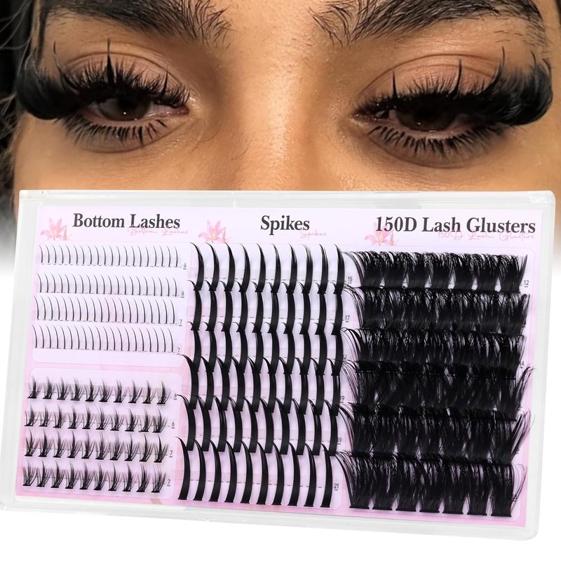 Boahankuke Eyelash Clusters - D Curl Wispy Volume Extensions | 150D Fluffy 222PCS Set