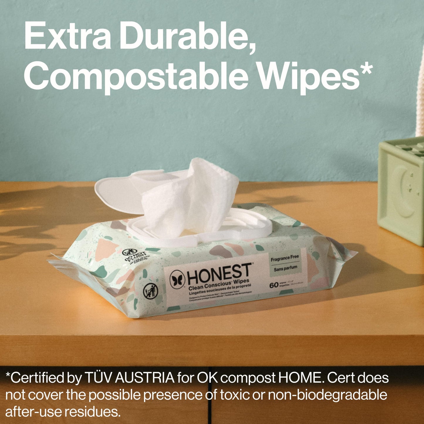 The Honest Company Hypoallergenic Multi-Use Baby Wipes for Sensitive Skin, Geo Mood, 60 Count